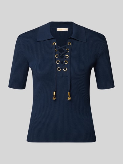 MICHAEL Michael Kors Strickshirt mit Schnürung und Umlegekragen Marine 2