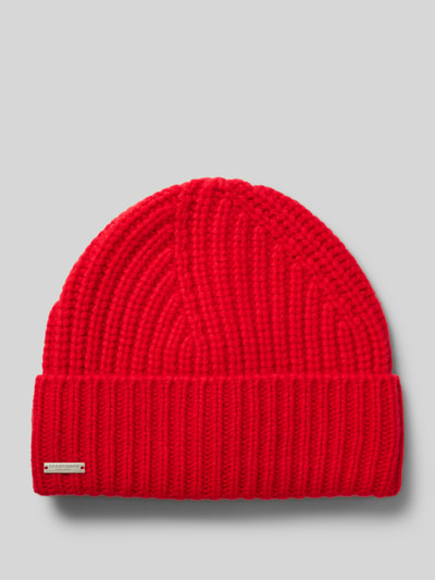 Seeberger Czapka beanie z detalem z logo Czerwony 1