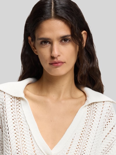 BOSS Orange Relaxed Fit Pullover mit Strickstruktur Offwhite 3