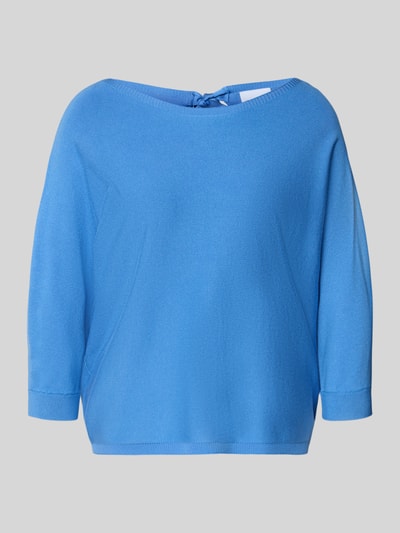 Produktfoto, Relaxed Fit Pullover aus Viskose-Mix in Strick-Optik von Comma, Damen, leuchtendes Blau, U-Boot-Ausschnitt, 3/4-Arm, elastische Abschlüsse