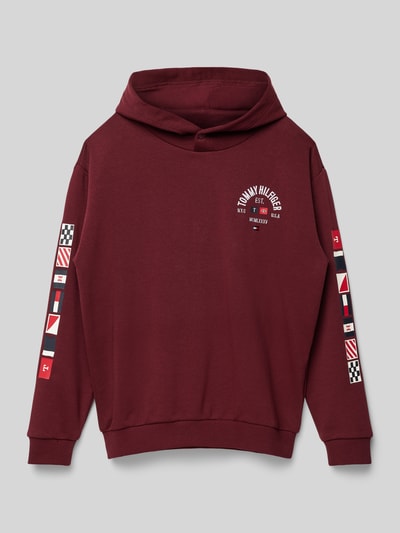 Tommy Hilfiger Teens Hoodie met labelstitching, model 'FLAGS EMBROIDERED' Bordeaux - 1