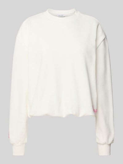 OH APRIL Sweatshirt mit gerippten Abschlüssen Modell 'Zuri' Offwhite 2