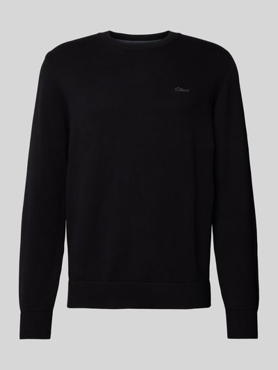 s.Oliver RED LABEL Regular Fit Strickpullover aus reiner Baumwolle mit Label-Stitching Black 2