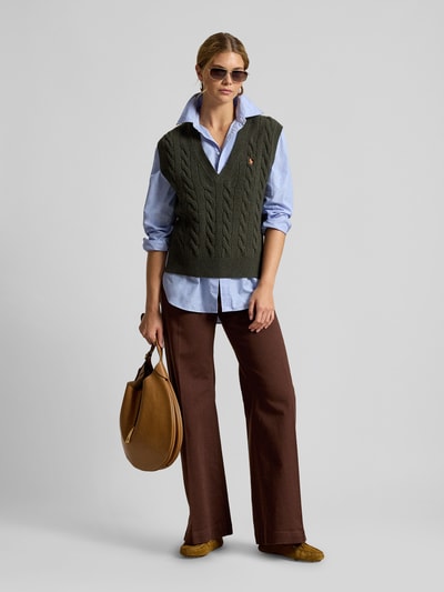 Polo Ralph Lauren Bezrękawnik o kroju regular fit z mieszanki wełny i kaszmiru Oliwkowy 1