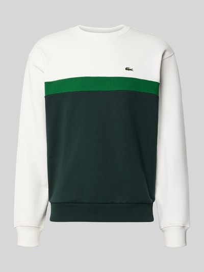 Produktfoto, Regular Fit Sweatshirt aus reiner Baumwolle von Lacoste in Weiß mit grünem Streifen und dunkelgrün, Herren Sweatshirt