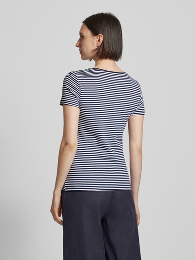 Montego T-shirt in riblook Donkerblauw - 5