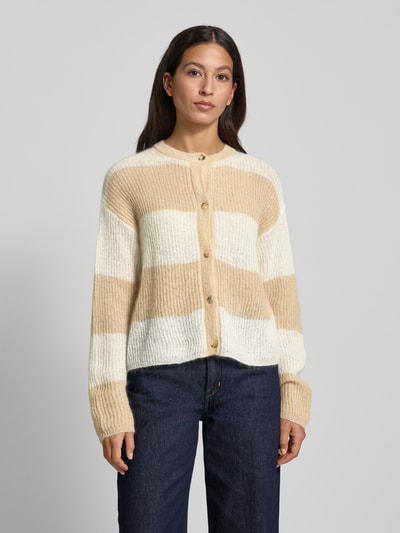 MM Regular Fit Strickjacke mit Mohair-Woll-Anteil Modell 'MEANDRO' Beige 4