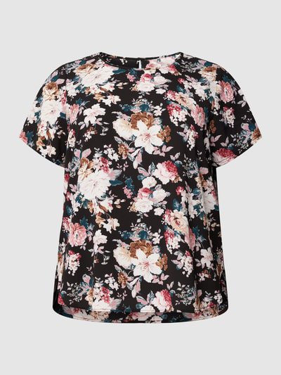 ONLY CARMAKOMA PLUS SIZE blouseshirt met bloemenmotief, model 'Carvica'  Zwart - 2