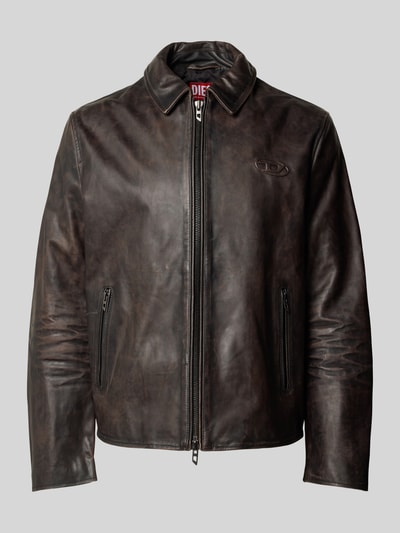 Diesel Leren jack van runder nappa model 'L-AMAR-WRD' Middenbruin - 2