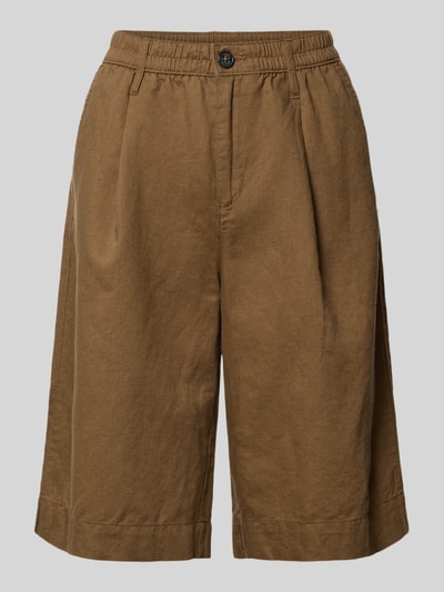 Produktfoto, Regular Fit Bermudas aus Leinen-Baumwoll-Mix von s.Oliver RED LABEL, jednokolorowy, krój regular fit, wysoki stan, naszywka z logo, szlufki na pasek, zapięcie na guzik i zamek błyskawiczny, wpuszczane kieszenie boczne, kieszenie z tyłu, wykończenie materiału: tkana faktura, mieszanka lnu i bawełny