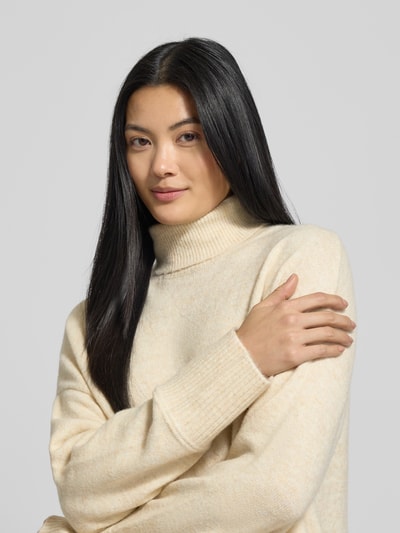 VERO MODA Relaxed Fit Rollkragenpullover mit Woll-Anteil Modell 'AQUARIUS' Ecru 3