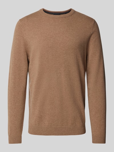 Christian Berg Men Strickpullover mit Rundhalsausschnitt Camel Melange 1