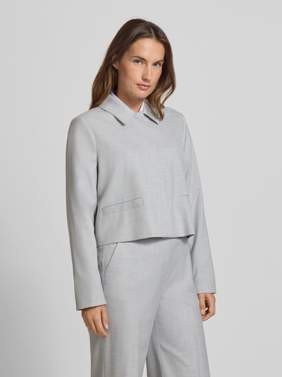 comma Regular fit blazer met paspelzakken Zilver - 4