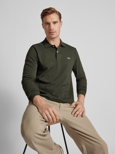 Lacoste Classic fit poloshirt in design met lange mouwen Donkerbruin - 3