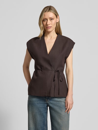 someday. Bodywarmer met strikceintuur model 'Varyn' Chocoladebruin - 4