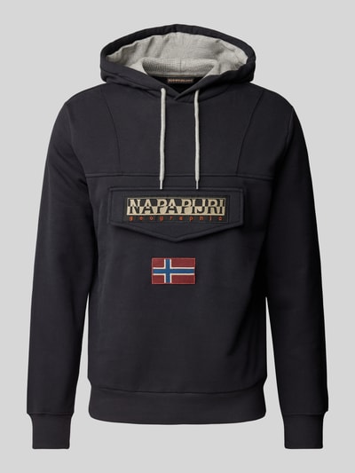 Napapijri Hoodie met labelpatch, model 'BURGEE' Zwart - 2