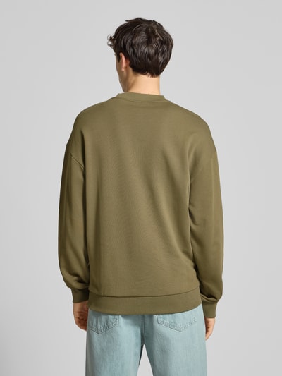 Hugo Blue Loose fit sweatshirt van puur katoen, model 'NEWIREX' Olijfgroen - 5