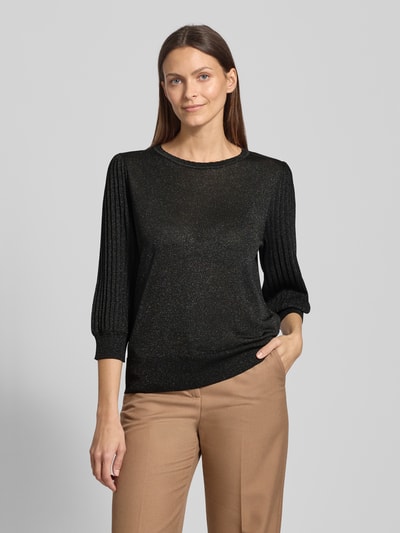 FREE/QUENT Strickpullover mit gerippten Abschlüssen Modell 'GLITTA' Black 4