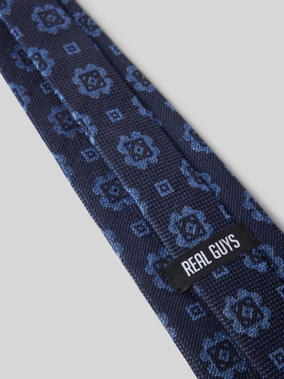 REAL GUYS Krawat z mieszanki wełny z naszywką z logo (8,5 cm) Granatowy 3