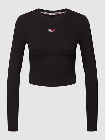 Tommy Jeans Longsleeve in Ripp-Optik Modell 'BADGE' Schwarz 2