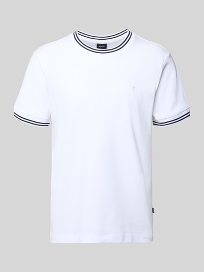 Productfoto, T-Shirt met contraststrepen model 'Jose' van JOOP! Collection, katoen-elastaanmix, regular fit, ronde hals, wit met blauwe details