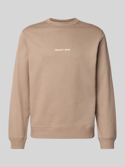 Jack & Jones Sweatshirt met ronde hals en labelstitching Beige - 2