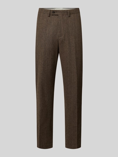Produktfoto, Anzughose mit Gesäßtaschen von Christian Berg Men in Braun mit feiner Struktur, Regular Fit, Material-Mix mit Schurwoll-Anteil