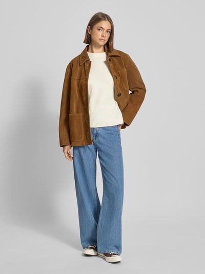 Gina Tricot Oversized Strickpullover mit Leinen-Anteil Offwhite 1