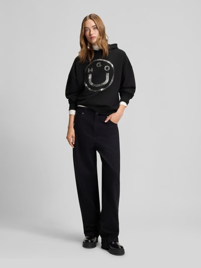 Hugo Blue Bluza z kapturem o kroju relaxed fit z czystej bawełny model ‘DOLASA_B_2’ Czarny 1