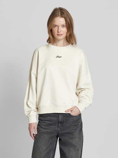 BOSS Orange Sweatshirt mit Label-Stitching Modell 'Esweaty' Offwhite 4