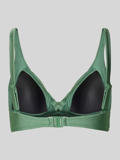Produktfoto, zielone bikini góra Bikini-Oberteil mit V-Ausschnitt model 'Isla' od Barts, mieszanka materiałów z dodatkiem streczu, multi fit, dekolt w serek, regulowane ramiączka, zapięcie na haftkę, tekstura gładka i lekko połyskująca