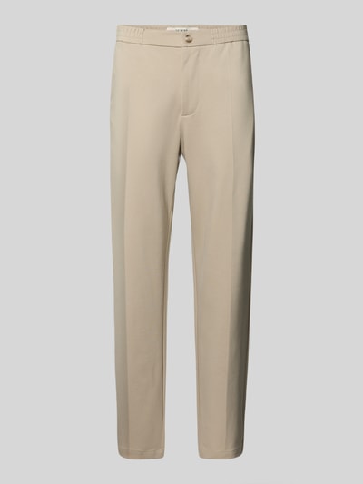 Produktfoto, Slim Fit Hose aus Viskose-Mix Modell 'ALTON' von Guess in Beige mit Bundfalten, Knopfverschluss, Eingrifftaschen, Stretch-Anteil.
