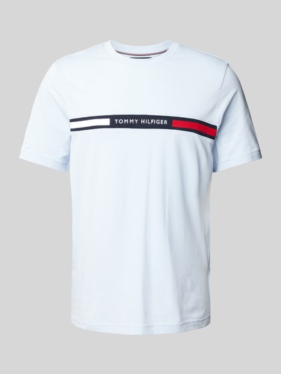 Tommy Hilfiger Regular fit T-shirt met labelstitching Lichtblauw - 2