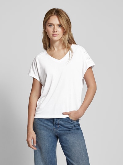 s.Oliver RED LABEL T-shirt met gehaakt kant Wit - 4