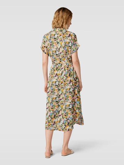 Jake*s Collection Midi-jurk van viscose met strikceintuur Lichtrood - 5