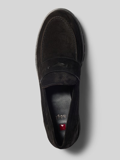 Productfoto, Loafers aus Velours mit profilierter Sohle van Högl, donkerbruin velours, afgeronde punt, comfortmodel, profielzool, echt leer, Hakhoogte maat 39: 3 cm, Schachthoogte maat 39: 6 cm, Schachtbreedte maat 39: 12 cm