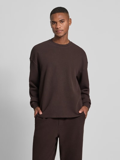 American Vintage Oversized Sweatshirt mit gerippten Abschlüssen Modell 'TOFFY' Dunkelbraun 4