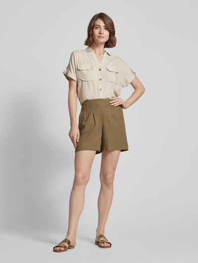 Vero Moda Bluzka koszulowa z listwą guzikową model ‘BUMPY’ Szarobrązowy 1