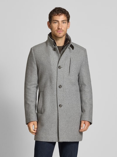 Cinque Regular fit lange jas met opstaande kraag, model 'Arsenal' Zilver - 4