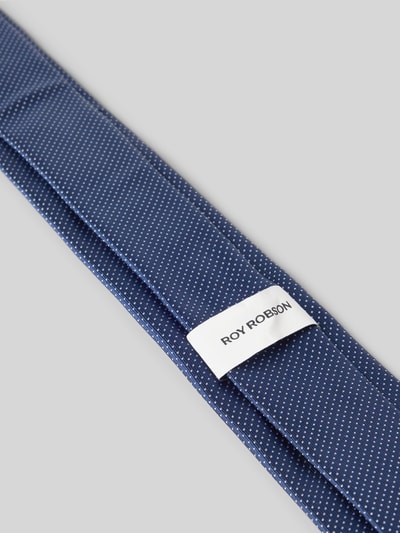 Produktfoto, Seidenkrawatte aus reiner Seide (6 cm) von ROY ROBSON in Blau mit feinem Struktur-Muster und Label-Detail, klassische Passform