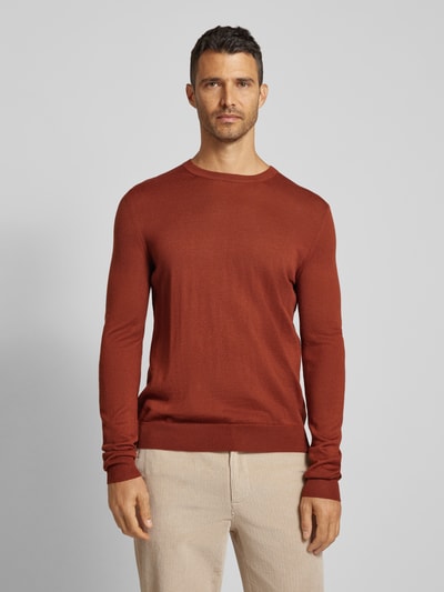 Christian Berg Men Gebreide pullover met ronde hals Terracotta - 4