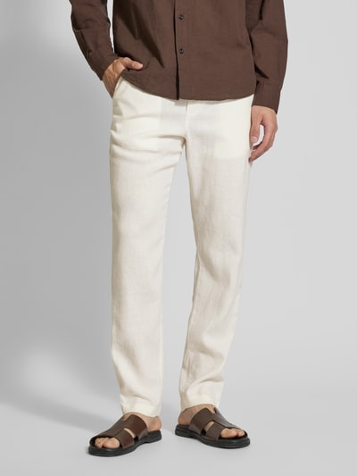 Tommy Hilfiger Loose fit stoffen broek van linnenmix, model 'HARLEM' Wit - 4