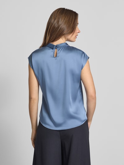 Neo Noir Blouseshirt van satijn met knoopdetail, model 'Fleur Drapy' Rookblauw - 5