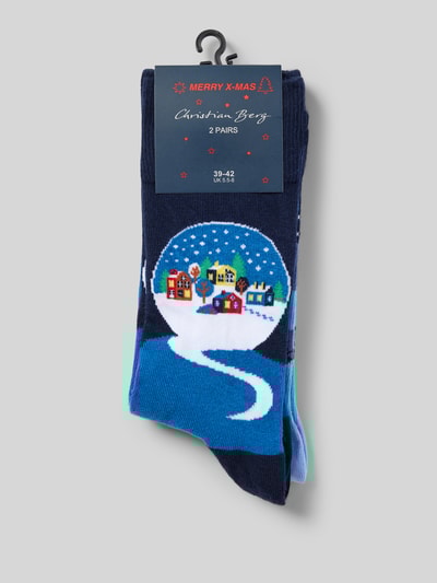 Christian Berg Men Socken mit geripptem Abschluss Metallic Blue 3