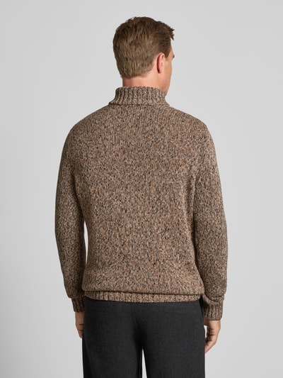 RAGMAN Sweter z dzianiny z prążkowanymi wykończeniami Camel 5