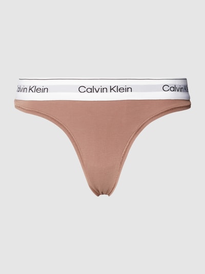 Calvin Klein Underwear String mit Logo-Bund Modell 'Thong' Taupe 2