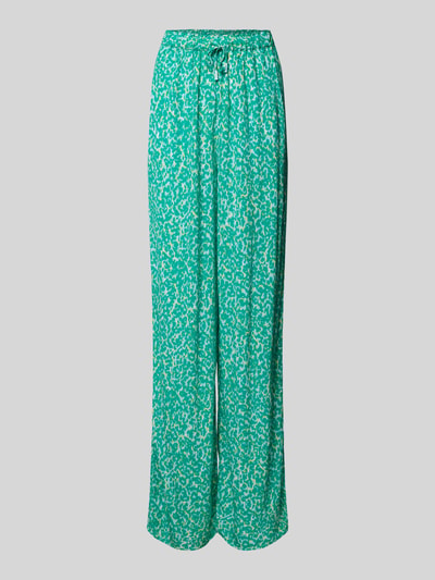 comma Casual Identity Flared stoffen broek met all-over motief Turquoise - 1