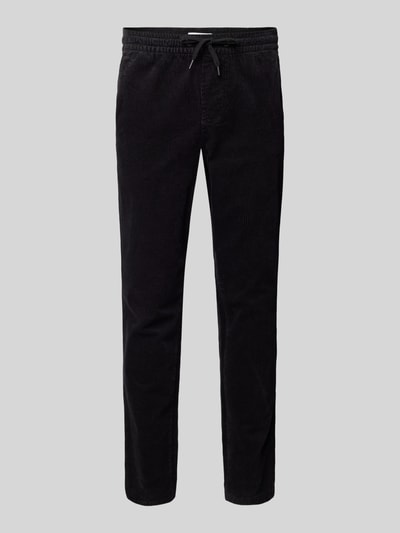 Only & Sons Tapered fit corduroy broek met elastische band, model 'LINUS' Zwart - 2