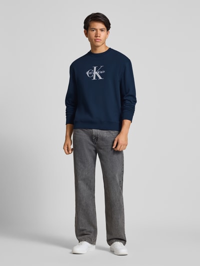 Calvin Klein Jeans Regular Fit Sweatshirt mit Logo-Print Modell 'Terry' Marine 1