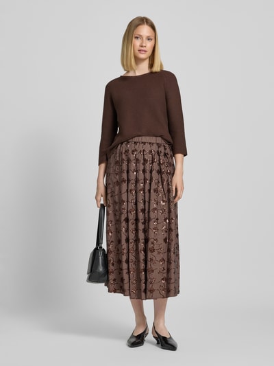 Weekend Max Mara Strickpullover mit Rundhalsausschnitt Modell 'ADDOTTO' Dunkelbraun 1